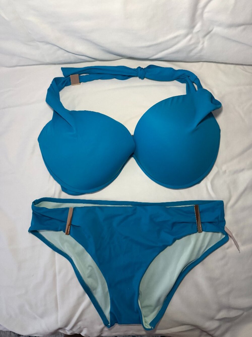 Victoria’s Secret Blue Bikini Set Push-Up Halter Top & Bottom NWT